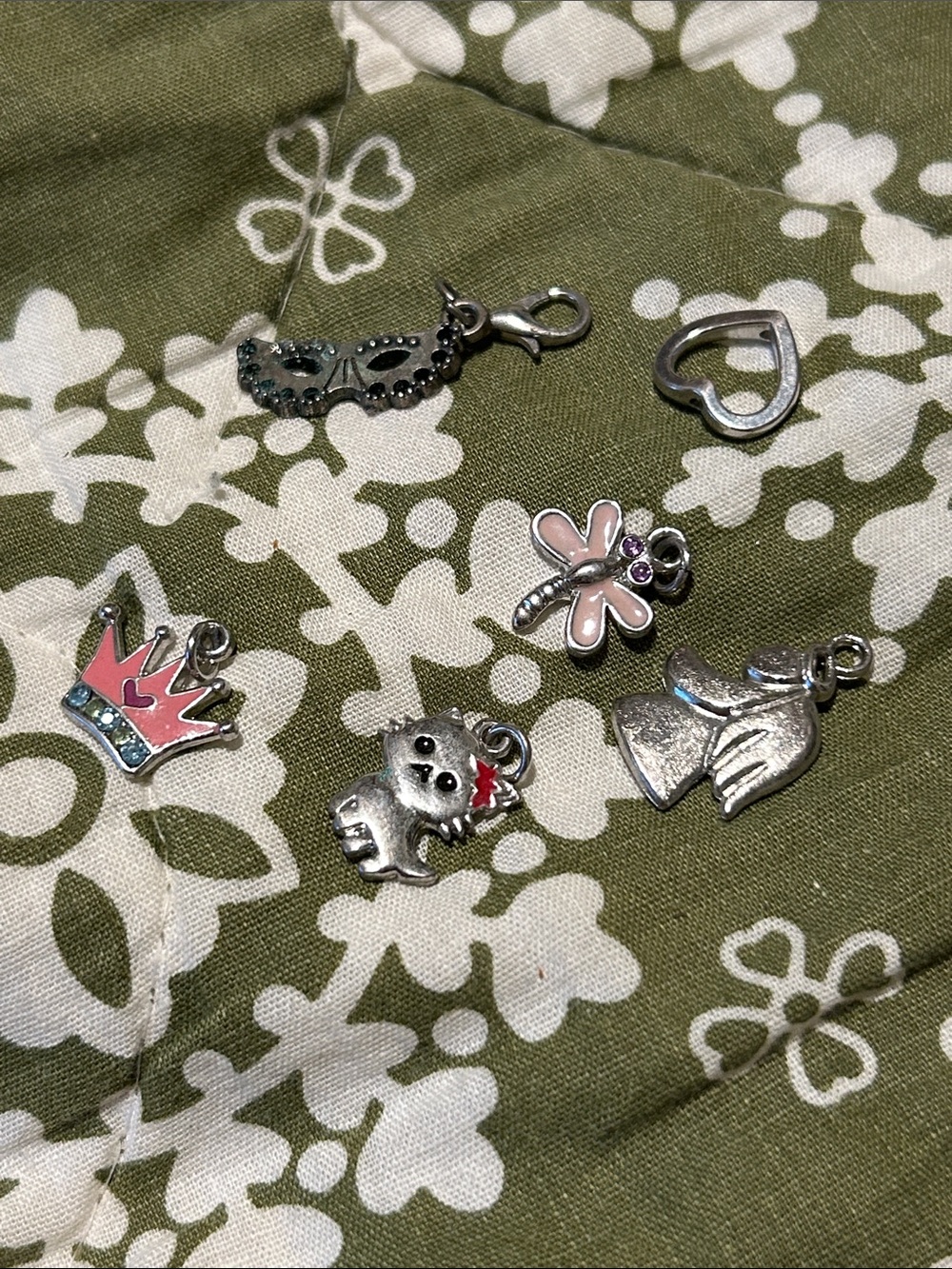 Kids Silver Charm Set with Pink Dragonfly & Crown